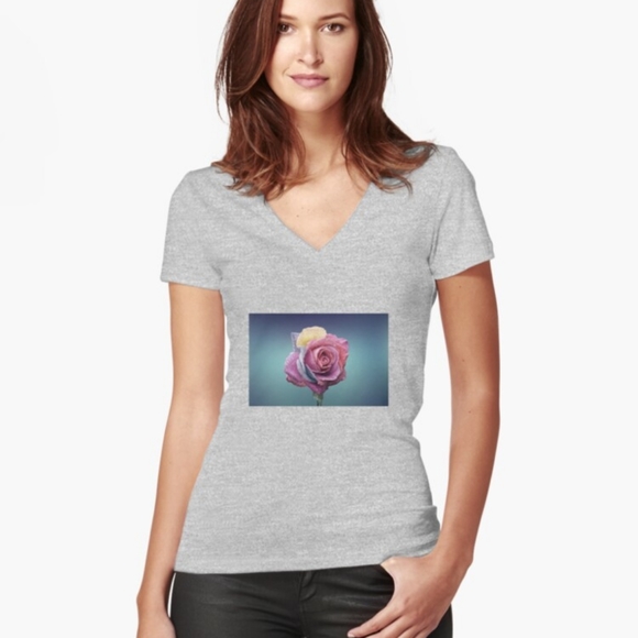 Hoodie Rose's Fitted V-Neck T-Shirt - Picture 6 of 14